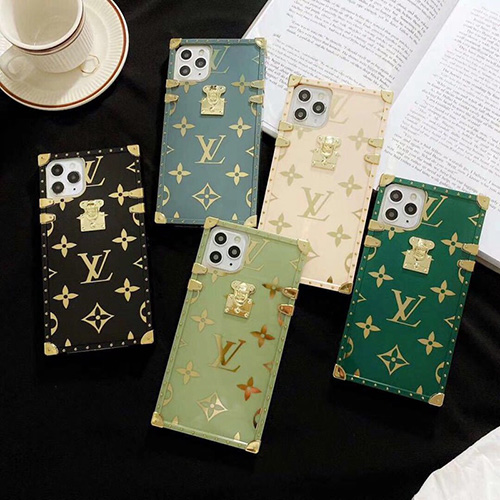 Louis Vuitton ルイヴィトン トランク型 iphone13mini/13pro maxケース ファッションシュー iPhone12/12pro maxソフトケース 柔らかい 緑の色 爽やか iPhone11/11pro maxカバー 人気