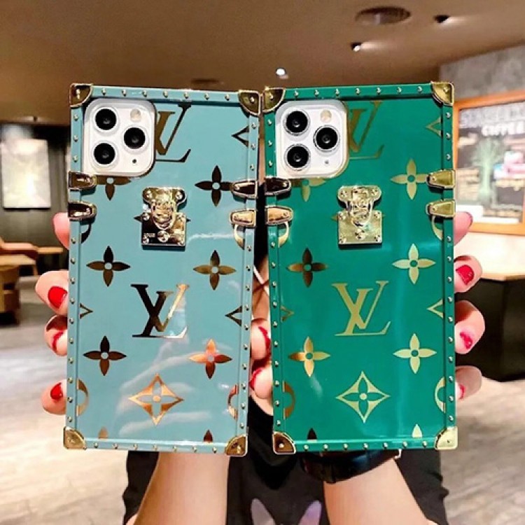 Louis Vuitton ルイヴィトン トランク型 iphone13mini/13pro maxケース ファッションシュー iPhone12/12pro maxソフトケース 柔らかい 緑の色 爽やか iPhone11/11pro maxカバー 人気