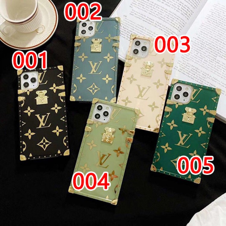 Louis Vuitton ルイヴィトン トランク型 iphone13mini/13pro maxケース ファッションシュー iPhone12/12pro maxソフトケース 柔らかい 緑の色 爽やか iPhone11/11pro maxカバー 人気
