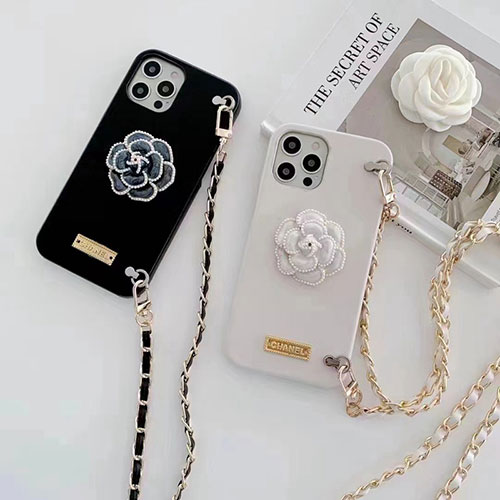 CHANEL シャネル iphone13mini/13pro/13pro maxペアケース 真珠付き ブランド 女性向け iPhone12/12pro maxフルーカバー 流行り 人気 レディース アイフォン12/11proレザーケース 送料無料