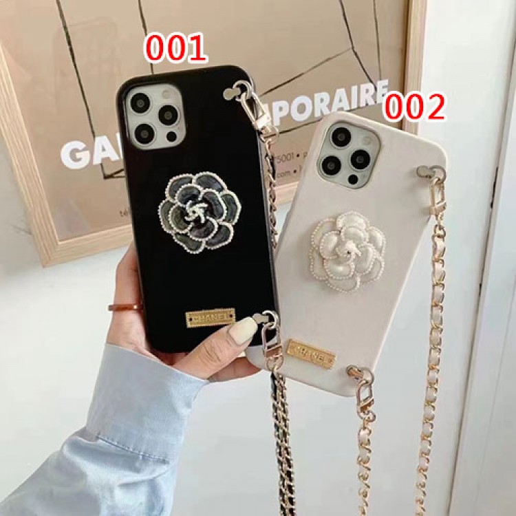 CHANEL シャネル iphone13mini/13pro/13pro maxペアケース 真珠付き ブランド 女性向け iPhone12/12pro maxフルーカバー 流行り 人気 レディース アイフォン12/11proレザーケース 送料無料