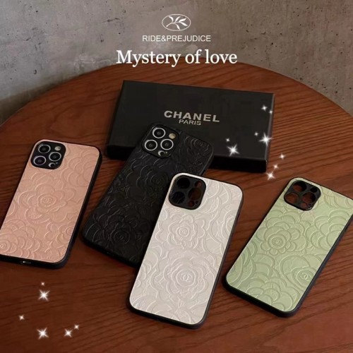 Chanel ブランド iphone14Plus携帯ケース 椿の花柄 おしゃれ シャネル iphone15/15pro maxフルーカバー 滑り止め レンズ保護 アイフォン15プロカバー iphone 12/12pro maxケース レディース