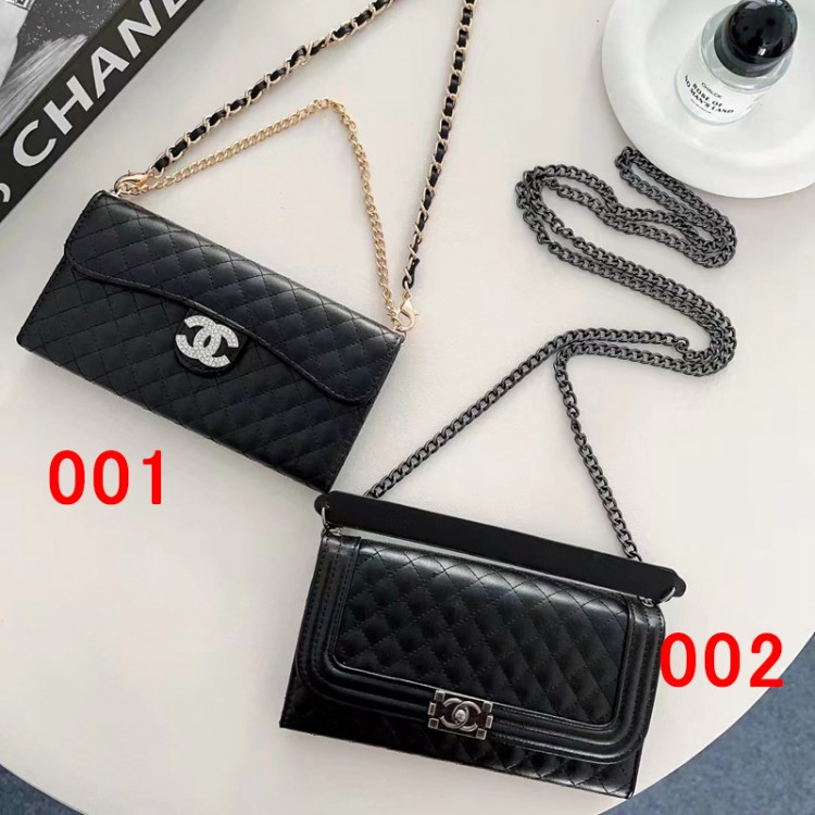 CC 革製 レザー 黒 バッグ型iphone 14 15 ケースハイブランドシャネルファッションレディースチェーンつきiphone 15 plus/12 pro max/14 pro max/13ケースハイエンド 財布型 携帯カバーケース 