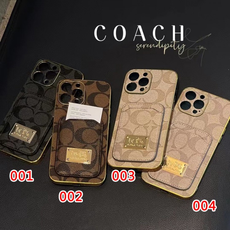 カード収納 Coach/コーチ iphone14plus携帯ケース 鍍金 高級感 アイホン14スマホケース ブランド 金属ロゴ ハイエンド iPhone13/13pro/13pro Maxフルーカバー iPhone12pro/12pro Max保護ケース ビジネス風 通勤