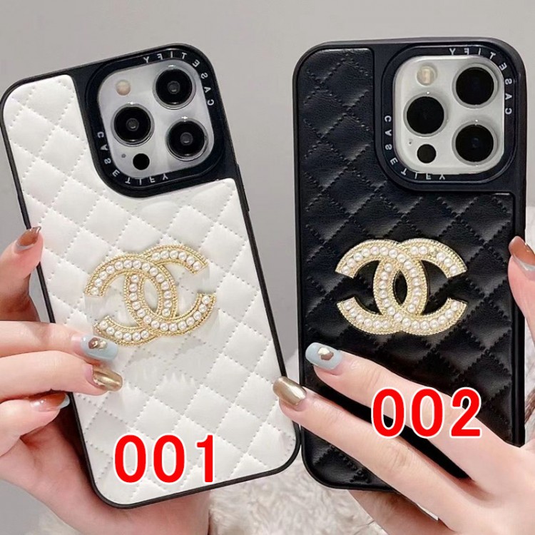 キラキラ シャネル iphone14ケース ハイエンド 高品質 女子力高い CHANEL iPhone14pro/14pro max携帯カバー ゴールドロゴ 真珠付き かわいい 上品優雅 アイフォン14/14プロスマホケース 俳優愛用 名人専用