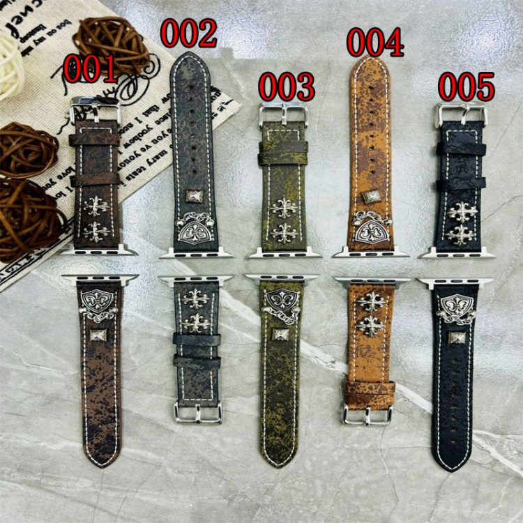 クロムハーツ Chrome Heartsブランド Apple Watch 11 Ultra3  9 10 ultra バンド 華奢革 交換バンド アップルウォッチ ultra 49mmブランドベルト男性向けアップルウオッチ se3/se2/7 8 9 10 11スポーツベルト 上質ブランドiwatch 11 7 8 9 10バンド 丈夫