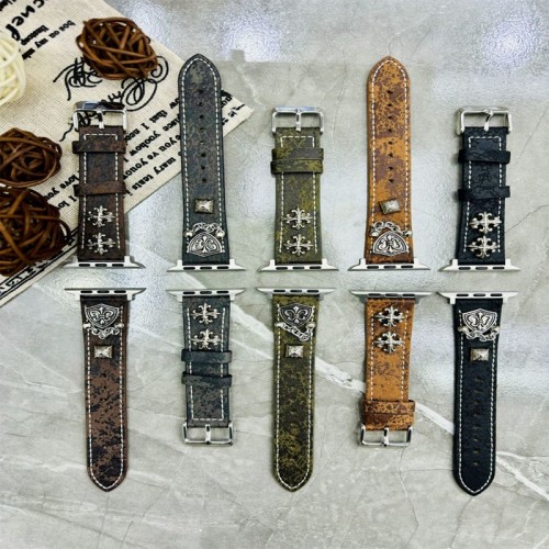 クロムハーツ Chrome Heartsブランド Apple Watch 11 Ultra3  9 10 ultra バンド 華奢革 交換バンド アップルウォッチ ultra 49mmブランドベルト男性向けアップルウオッチ se3/se2/7 8 9 10 11スポーツベルト 上質ブランドiwatch 11 7 8 9 10バンド 丈夫