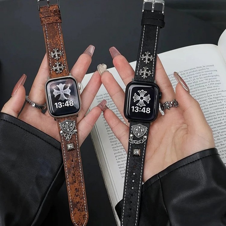 クロムハーツ Chrome Hearts アップルウォッチ ultra 49mmブランドベルト高級感 Apple Watch 11 se3 10 9 8 7 se2/6/5/4/3/2/1ベルト 軽量 フィット 通気性ハイブランドアップルウォッチ11 10 9 8/se2/se3革ベルト 耐久性Apple Watch 11 9 10 ultra/8/7/6ブランドベルト 流行り