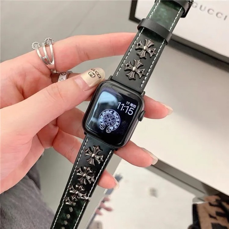 クロムハーツ Chrome Heartsブランド Apple Watch 11 Ultra3  9 10 ultra バンド 華奢革 交換バンド男性向けアップルウオッチ se3/se2/7 8 9 10 11スポーツベルト 上質ブランドiwatch 11 7 8 9 10バンド 丈夫ブランド apple watch ultra3 ultra 2 49mmシリコンバンド 痛くない