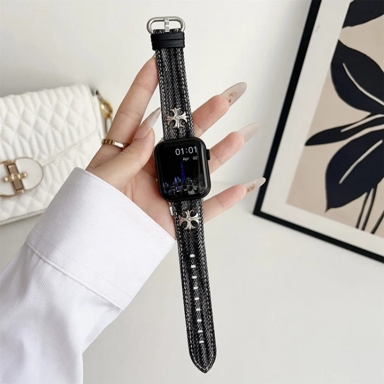 クロムハーツ Chrome Heartsブランド Apple Watch 11 Ultra3  9 10 ultra バンド 華奢革 交換バンド アップルウォッチ ultra 49mmブランドベルト男性向けアップルウオッチ se3/se2/7 8 9 10 11スポーツベルト 上質ブランドiwatch 11 7 8 9 10バンド 丈夫