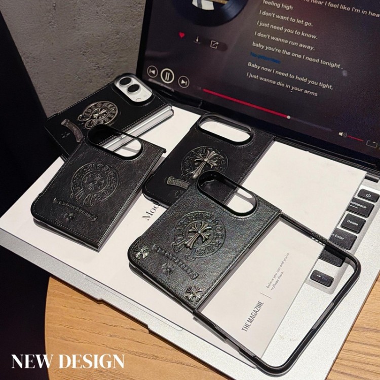 クロムハーツ Chrome HeartsハイエンドiPhone Duo 折りたたみスマホケースギャラクシーz fold 8 ultra 7 6 5 4 3ブランド携帯ケースファッションgalaxy z flip8 7 6 5/z flip4/z flip3ケー スブランド 高級感 アップルDuo 折りたたみブランドケース