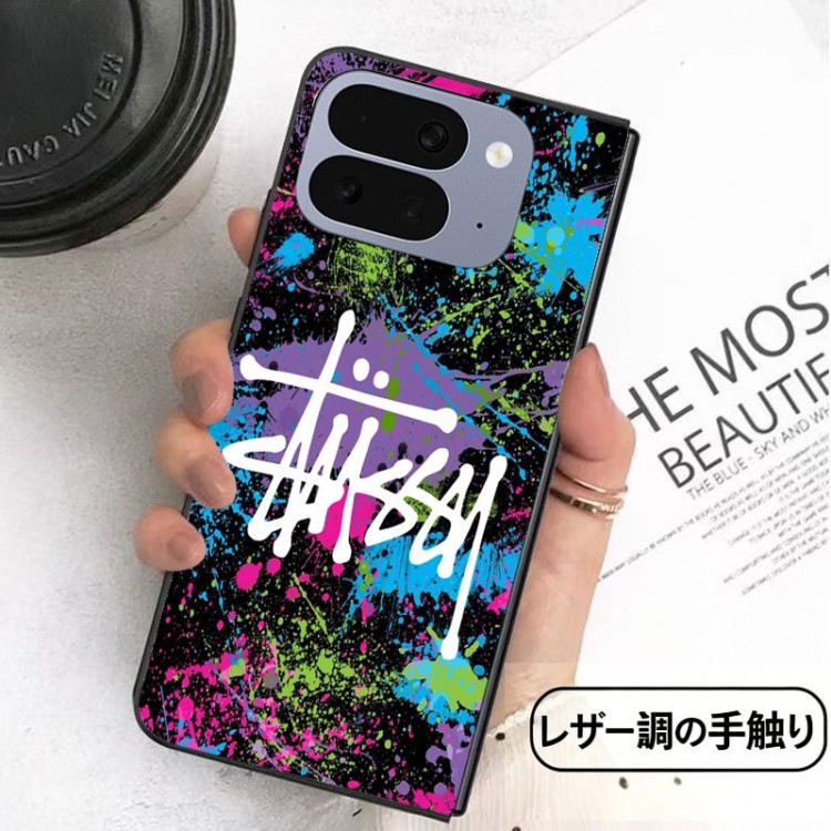 Stussy ステューシーハイブランドiPhone ultra 折り畳みケースファッションgalaxy z flip8 7 6 5/z fold 8 7 6 5 4ケースブランド折りたたみ型 アイフォン ultra 折り畳みケースメンズ高級感galaxyz flip5/z flip4/z fold5/z fold4ブランドケース