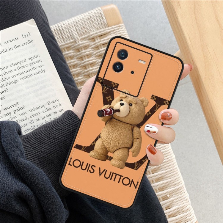 LOUIS VUITTON galaxyS22/S22plus/S22Ultraスマホケース 熊柄 革製 ルイヴィトン iPhone14Max/14pro/13Pro Maxケース オーダーメイド galaxyA53/A52カバー 可愛い ルイビトン xperia 1iv/10ivケース  