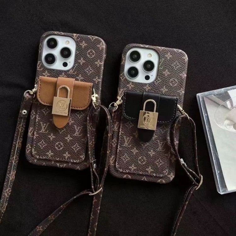 メンズ レディースLouis Vuitton iphone 15 plus/12 pro max/14 pro max/13ケースルイヴィトンアイフォン15プロスマホケースショルダーストラップ付きカード入れ古典的人気iphone15/14/13/12 pro maxカバー