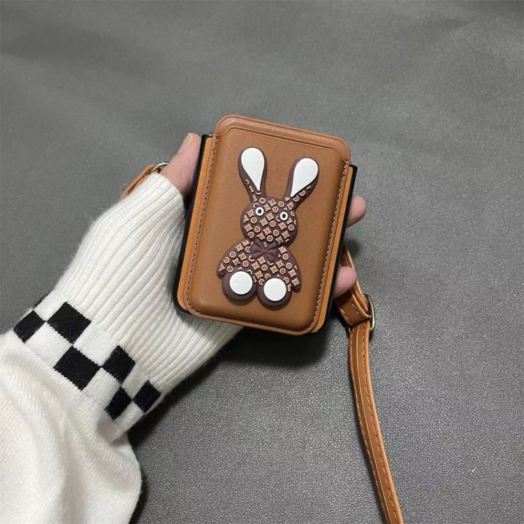 ウサギ 犬 かわいい ルイヴィトン galaxy ZFLIP 3 / 4ケース モノグラム 斜め掛けストラップ付き おしゃれ Louis Vuitton ギャラクシーgalaxy z flip5 4 3ケース便利女性向け