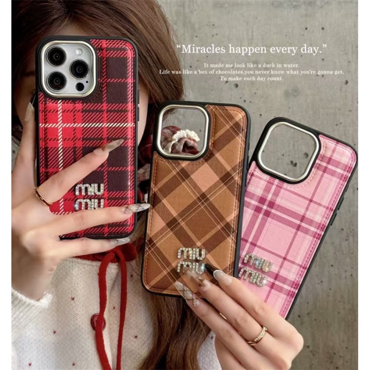 ミュウミュウ MiuMiu男女兼用携帯カバーiphone16/15/14/13Pro Maxかわいいアイフォン16/15プロ/14/13カバーiphone16/15/14ブランドケースメンズレディース