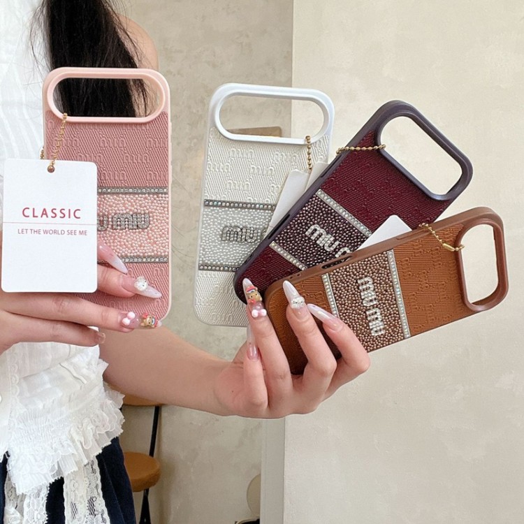 ミュウミュウ MiuMiu iphone17 /Air/16/15/14/13 Pro Maxケースブランドコピーレディース向けiphone 17pro max/ air /16/15/14/13Proケースかわいいアイフォン17pro /16/15プロ/14/13カバー
