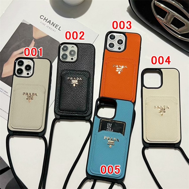 プラダ ハイブランド アイフォン16 15プロ/14/13スマホケース かわいい Prada アイフォン16/15プロ/14/13カバー  斜め掛け ハイエンドiphone16/15Pro Max/14plusカバー カード収納