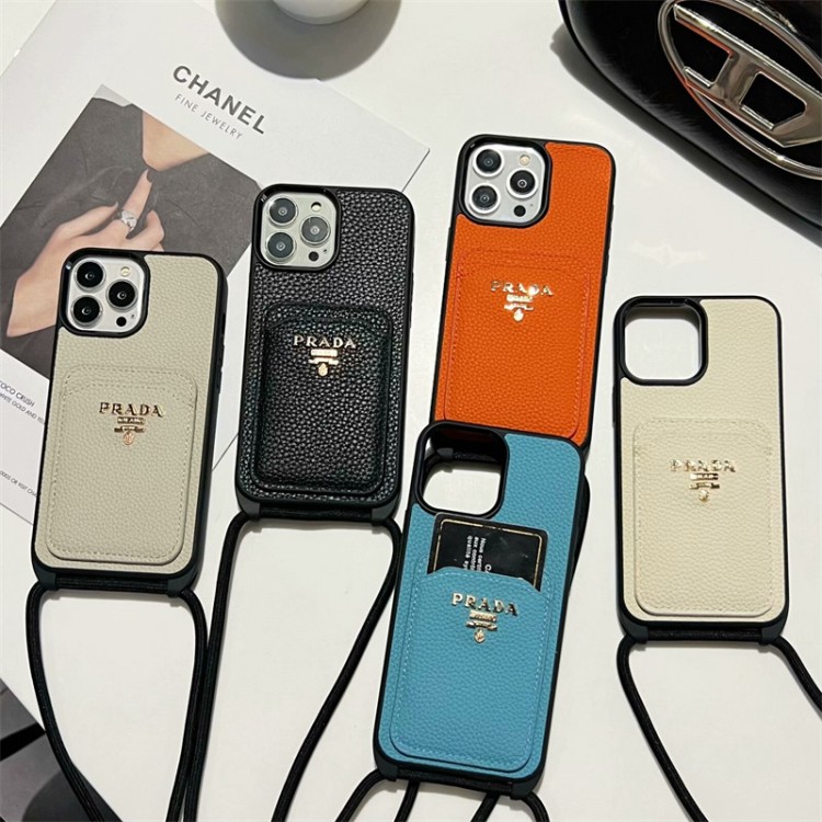 プラダ ハイブランド アイフォン16 15プロ/14/13スマホケース かわいい Prada アイフォン16/15プロ/14/13カバー  斜め掛け ハイエンドiphone16/15Pro Max/14plusカバー カード収納