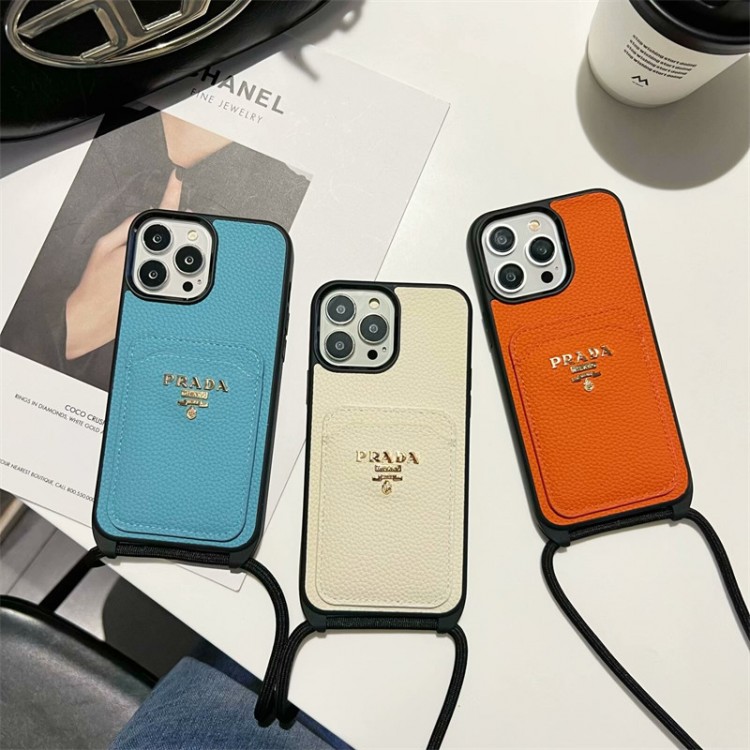 プラダ ハイブランド アイフォン16 15プロ/14/13スマホケース かわいい Prada アイフォン16/15プロ/14/13カバー  斜め掛け ハイエンドiphone16/15Pro Max/14plusカバー カード収納