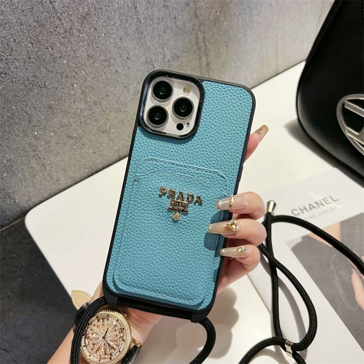 プラダ ハイブランド アイフォン16 15プロ/14/13スマホケース かわいい Prada アイフォン16/15プロ/14/13カバー  斜め掛け ハイエンドiphone16/15Pro Max/14plusカバー カード収納