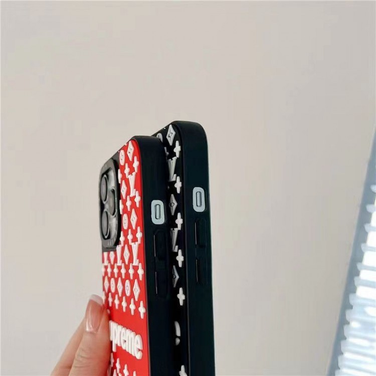 Lv ルイヴィトン Supreme シュプリームブランドiphone15/14Proメンズケースレディース向けiphone15/14/13Proケースかわいいアイフォン15プロ/14/13カバー