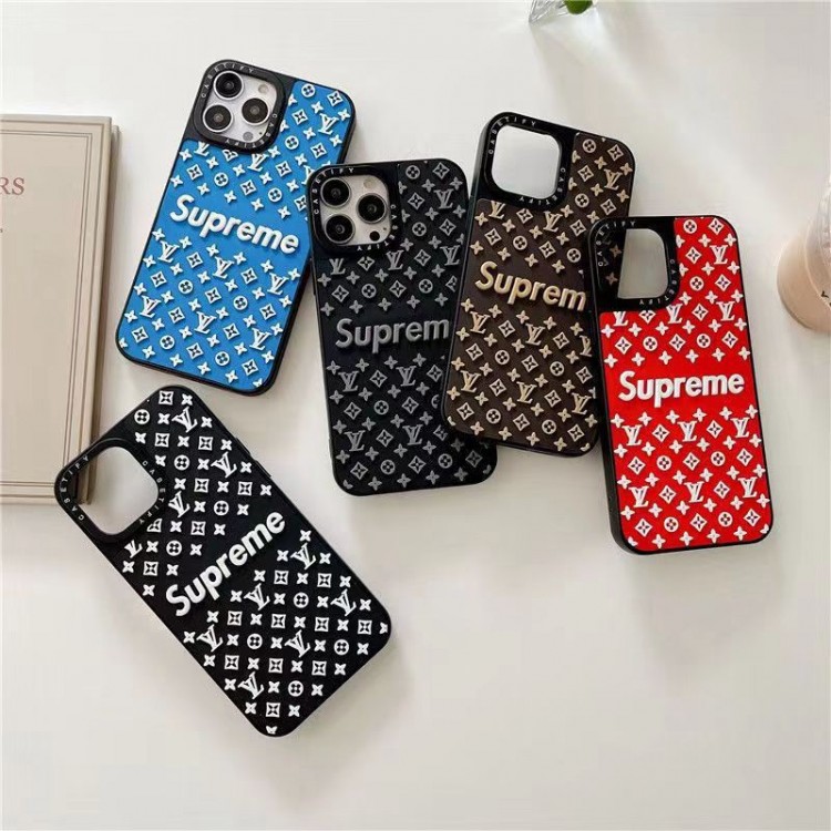 Lv ルイヴィトン Supreme シュプリームブランドiphone15/14Proメンズケースレディース向けiphone15/14/13Proケースかわいいアイフォン15プロ/14/13カバー