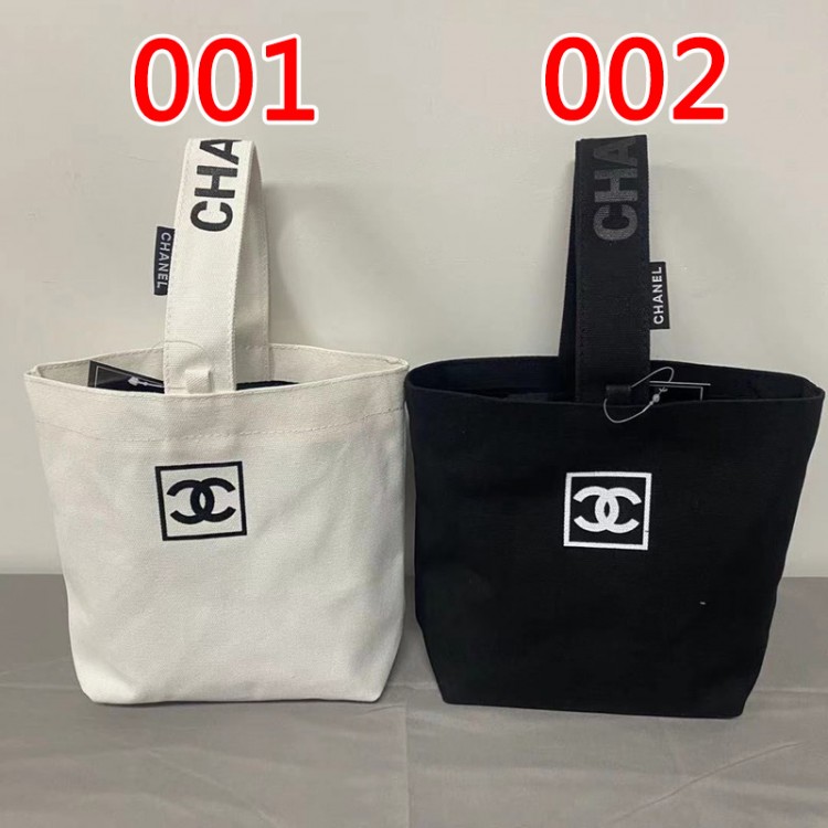 Chanel ブランドトートバッグ 帆布 シャネルキャンバスバッグ 綿 コットン ハンドバッグ 手提げバッグ 無地 白 黒 厚手 じょうぶ 弁当バッグ 大容量
