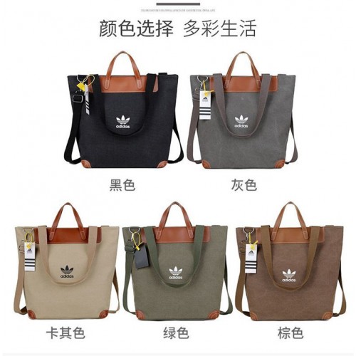 ブランドアディダス トートバッグ キャンバス 多機能 Adidasショルダーバッグ 2WAY 通勤 通学 ユニセックス 全5色（黒/グレー/カーキ/グリーン/ブラウン）
