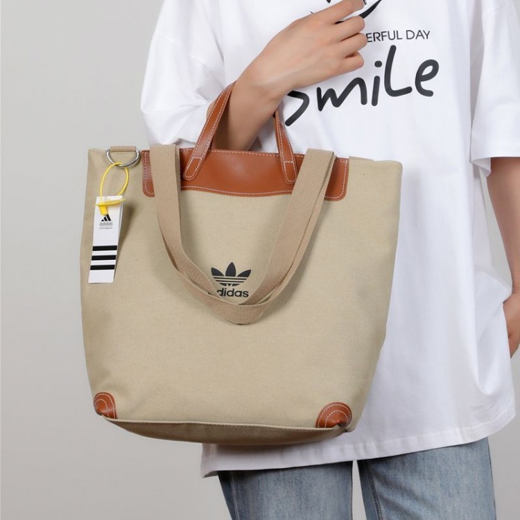 ブランドアディダス トートバッグ キャンバス 多機能 Adidasショルダーバッグ 2WAY 通勤 通学 ユニセックス 全5色（黒/グレー/カーキ/グリーン/ブラウン）
