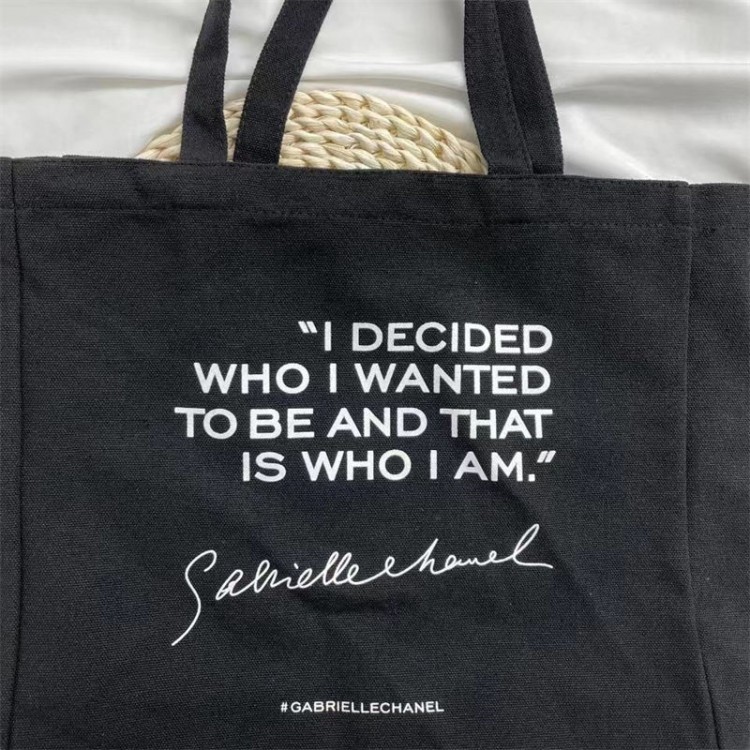 シャネル CHANEL キャンバス トートバッグ ブランド ブラック 手提げバッグ ショッピングバッグ ロゴプリント 大容量 通勤 通学