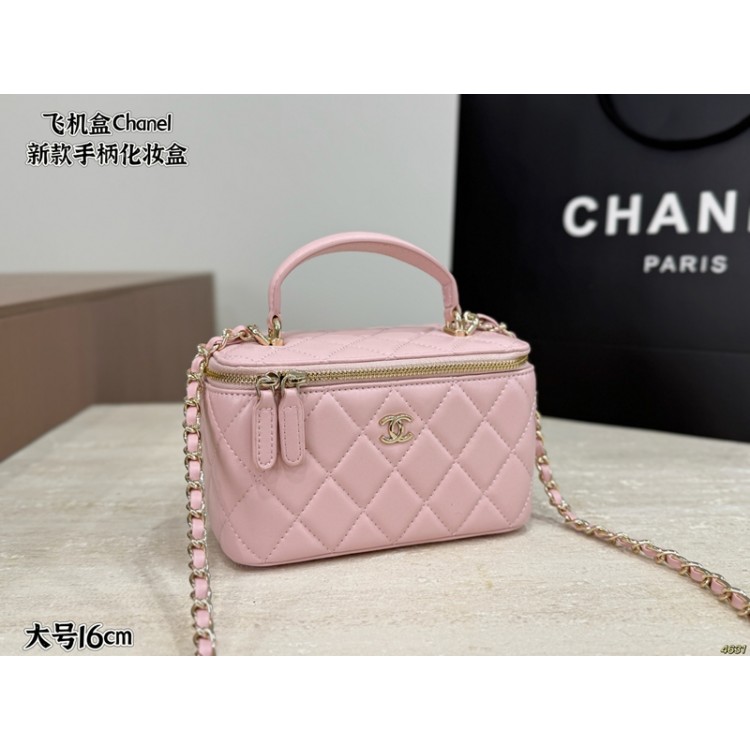 ブランドChanel シャネル ショルダーバッグ 韓国 バニティバッグ ピンク ゴールド金具 チェーンショルダー化粧バッグ レディース セレブ愛用 おしゃれ