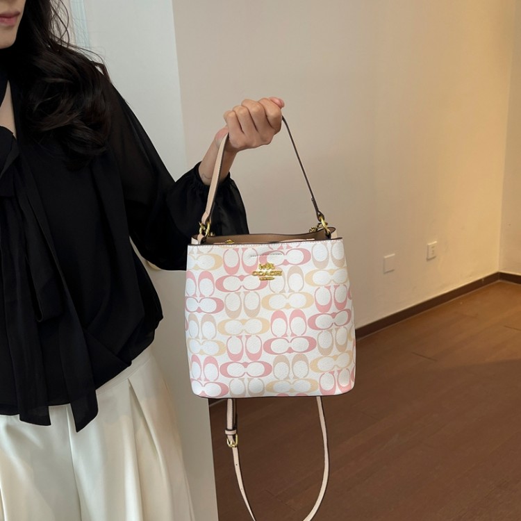 コーチCoach バケツバッグ レディース ブランドワンショルダーバッグ 大きめ 2way バケツ型 ハンドバッグ ショルダーバッグ 斜めがけ PUレザー 大容量 軽量 大人 通勤 多機能バッグ 丈夫 カジュアル レディースバッグ