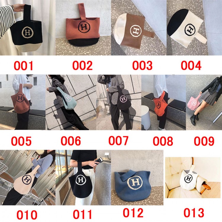 エルメスブランドトートバッグ HERMES ニットバッグ レディース おしゃれ ニットトート ハンドバッグ 手提げバッグ トレンド カジュアル シンプル エコバック 編みバッグ