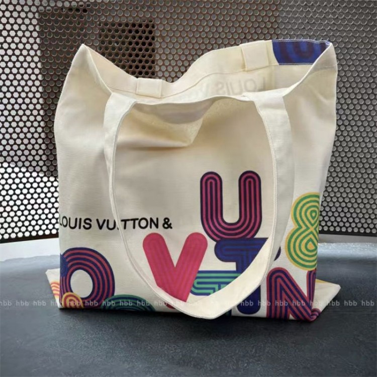 ルイヴィトンLV トートバッグ レディース ブランドショルダーバッグ 肩掛けバッグ 大きめ キャンバストート 帆布 トートバッグ 大容量 プリント柄 通学 旅行用 
