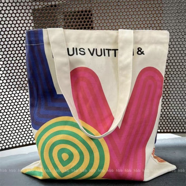 ルイヴィトンLV トートバッグ レディース ブランドショルダーバッグ 肩掛けバッグ 大きめ キャンバストート 帆布 トートバッグ 大容量 プリント柄 通学 旅行用 