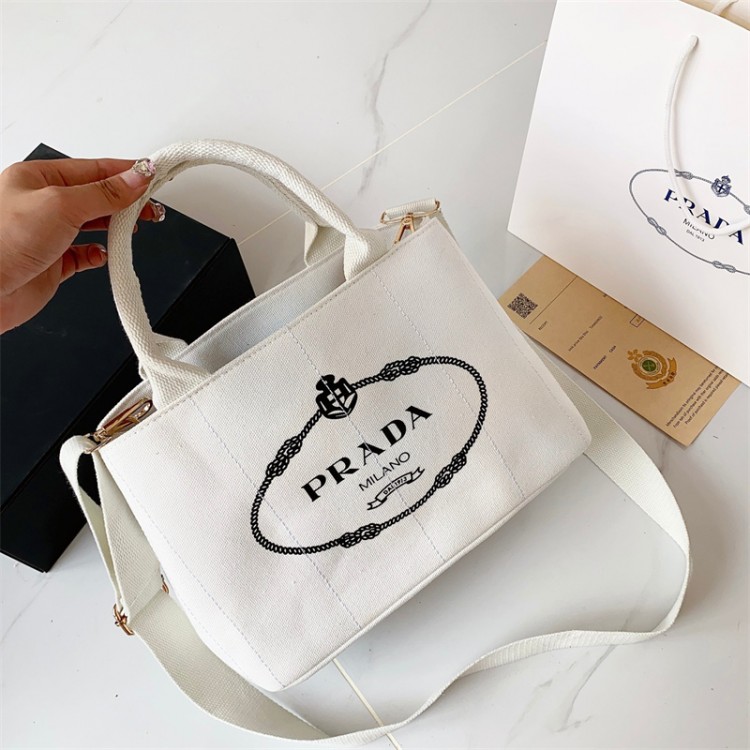 PRADA プラダキャンバスバッグ ミニトートバッグ ミニ ハンドバッグ ショルダーバッグ 2wayバッグ 肩掛けバッグ 丈夫 手提げバッグ おしゃれ シンプル